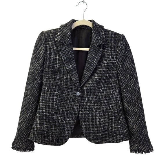 Theory Jackets & Blazers - Theory 100% Wool Checked One Button Blazer Jacket Size 2